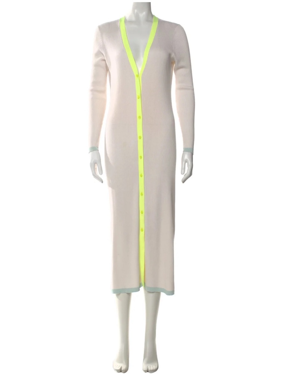 Alice + Olivia Tan and Neon Yellow, Long Cardigan Sweater